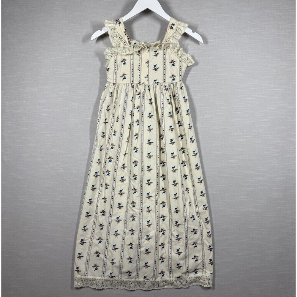 Vintage Winnie The Pooh Dress Girls 8 Off White Floral Laceā Cottage Prairie 70s